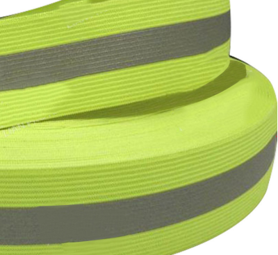 HZ- LIAN  反光松緊帶　螢光黃彈力反光帶服裝松緊反光織帶  滌綸  LA-6009   4*1.5cm / 5*2cm 側面照